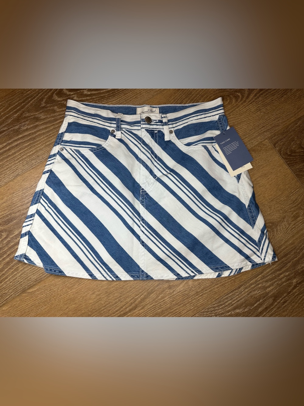 Universal Thread Blue and White Striped Mini Skirt